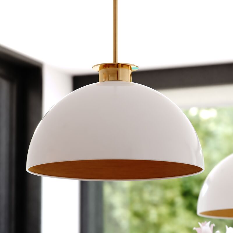 Vaxcel Devon 16-in. Pendant Glossy White and Satin Brass