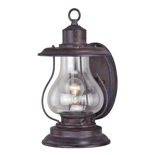 Vaxcel Dockside 8" 1-Light Bronze Weathered Patina Coastal Outdoor Wall Lantern With Clear Glass Shade