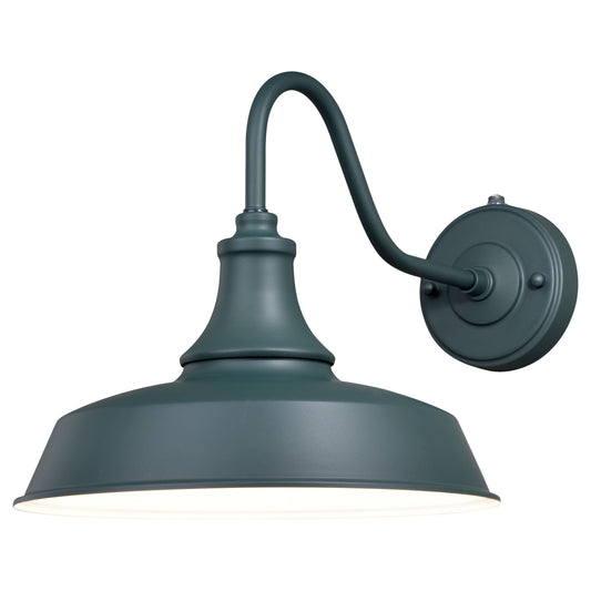 Vaxcel Dorado 12" 1-Light Green and White Dusk-to-Dawn Hunter Farmhouse Outdoor Wall Lantern With Dome Metal Shade