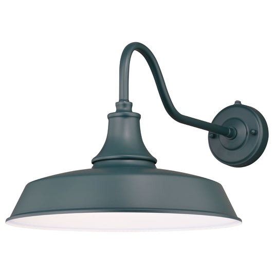 Vaxcel Dorado 15" 1-Light Dusk-to-Dawn Hunter Green and White Farmhouse Outdoor Wall Lantern With Dome Metal Shade
