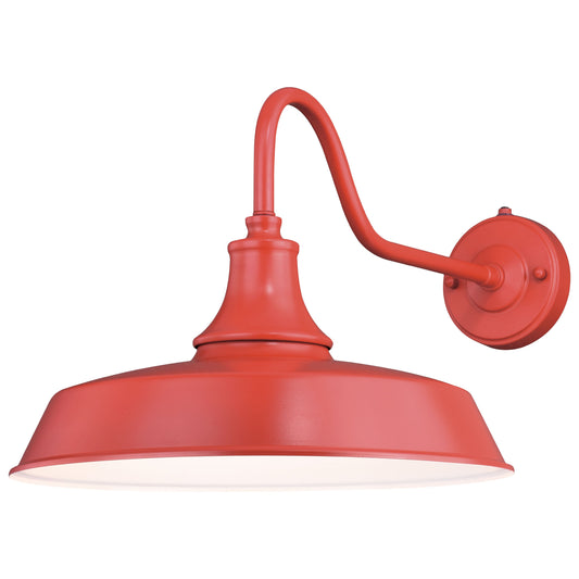 Vaxcel Dorado 15" 1-Light Dusk-to-Dawn Red and White Farmhouse Outdoor Wall Lantern With Dome Metal Shade