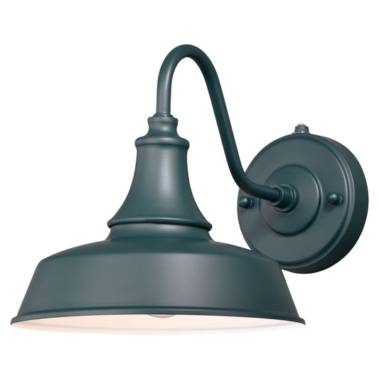 Vaxcel Dorado 9" 1-Light Hunter Green and White Dusk-to-Dawn Farmhouse Outdoor Wall Lantern With Dome Metal Shade
