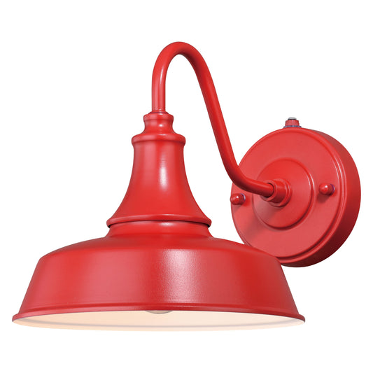 Vaxcel Dorado 9" 1-Light Red and White Dusk-to-Dawn Farmhouse Outdoor Wall Lantern With Dome Metal Shade
