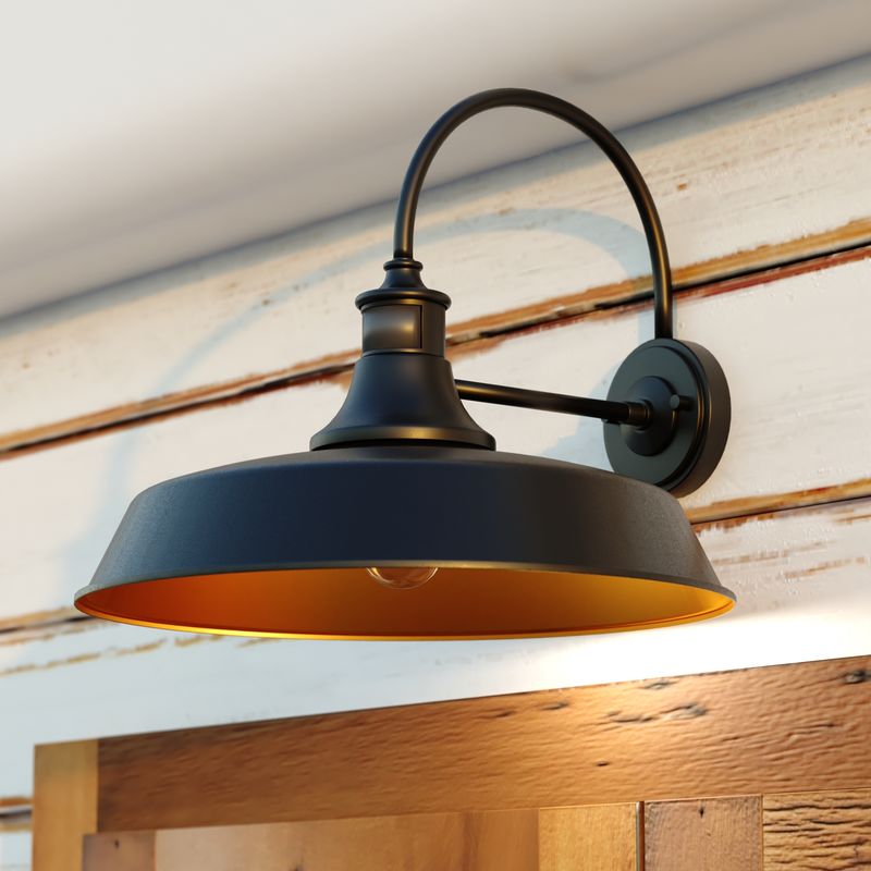 Vaxcel Dorado Dualux 18-in. Outdoor Motion Sensor Wall Light Dark Bronze and Light Gold