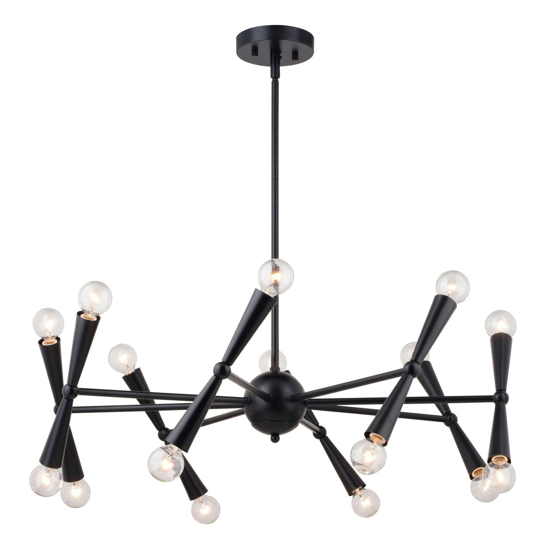 Vaxcel Drake 29" 16-Light Matte Black Light Chandelier