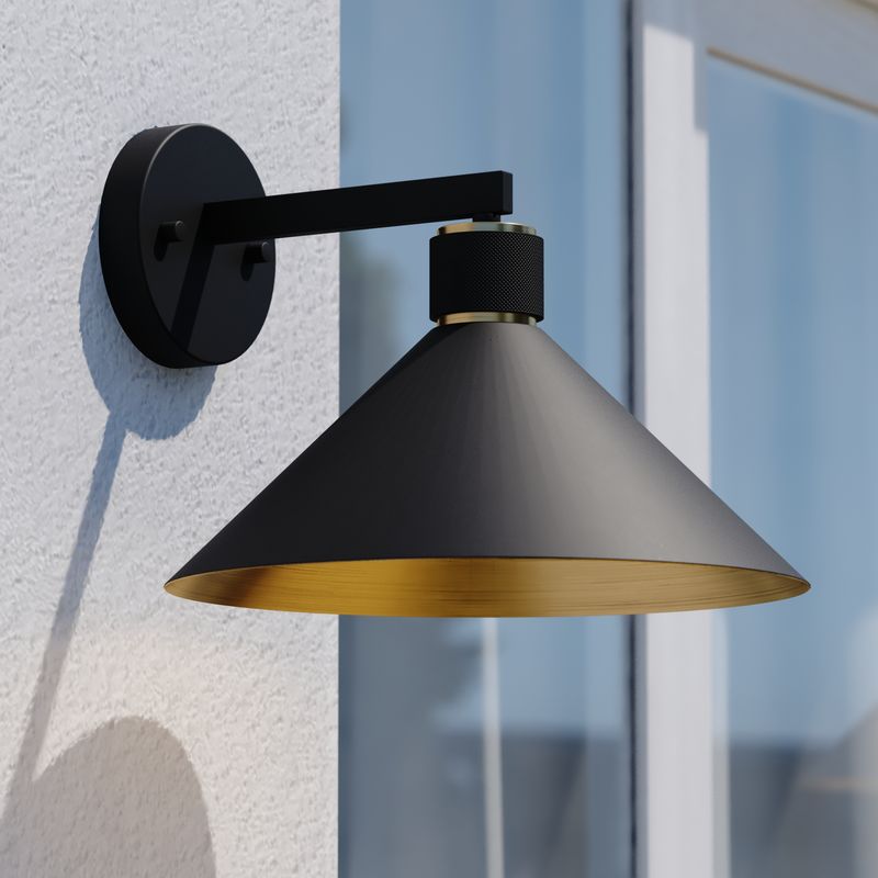 Vaxcel Dunbar 12-in Outdoor Wall Light Matte Black and Gold
