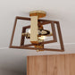 Vaxcel Dunning 16" 2-Light Natural Brass and Burnished Chestnut MCM Transitional Semi-Flush Mount Ceiling Light