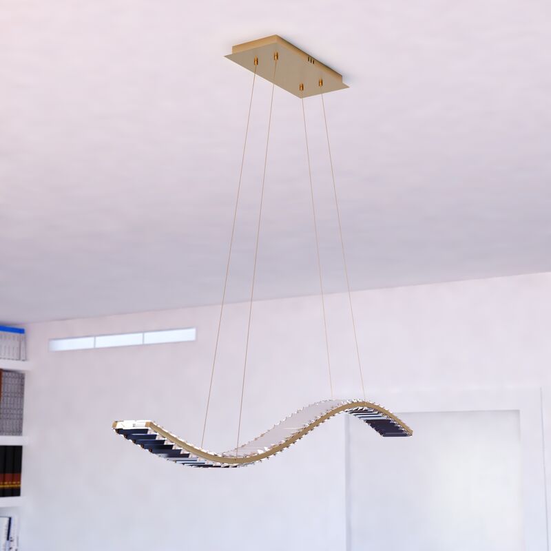 Vaxcel Edgewater 38-in. LED Linear Chandelier Gilded Brass
