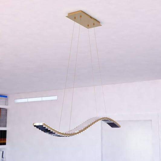 Vaxcel Edgewater 38-in. LED Linear Chandelier Gilded Brass