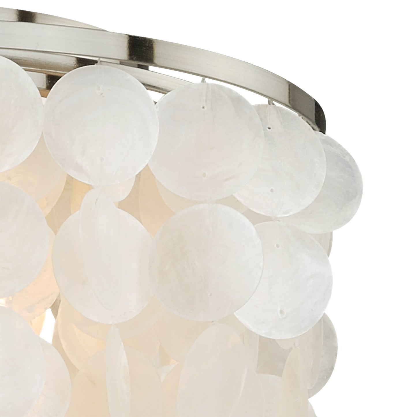 Vaxcel Elsa 16" W 3-Light Satin Nickel Capiz Shell Coastal Flush Mount Ceiling Light Fixture