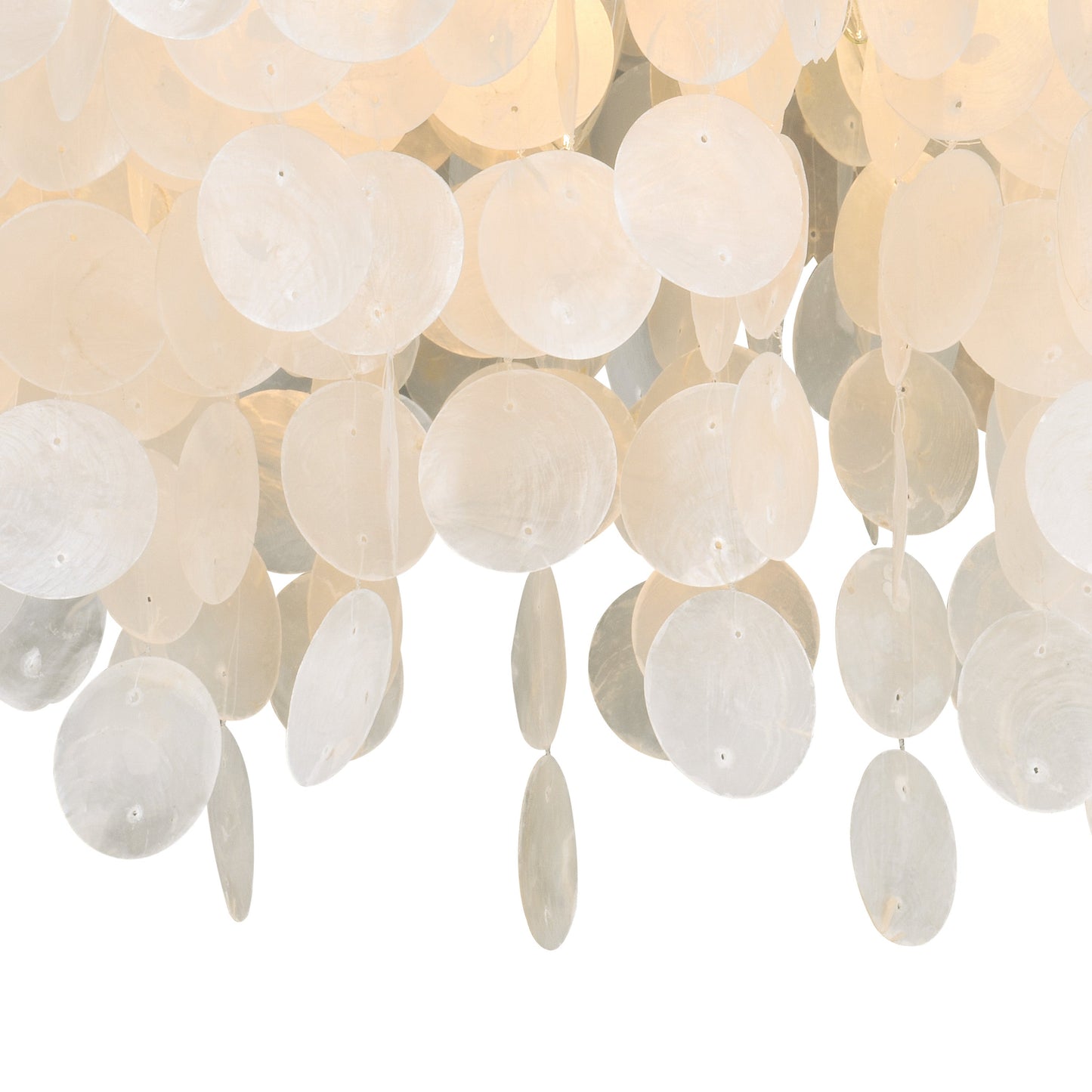 Vaxcel Elsa 24" 5-Light Satin Nickel Coastal Flush Mount Ceiling Light With Capiz Shell Shade