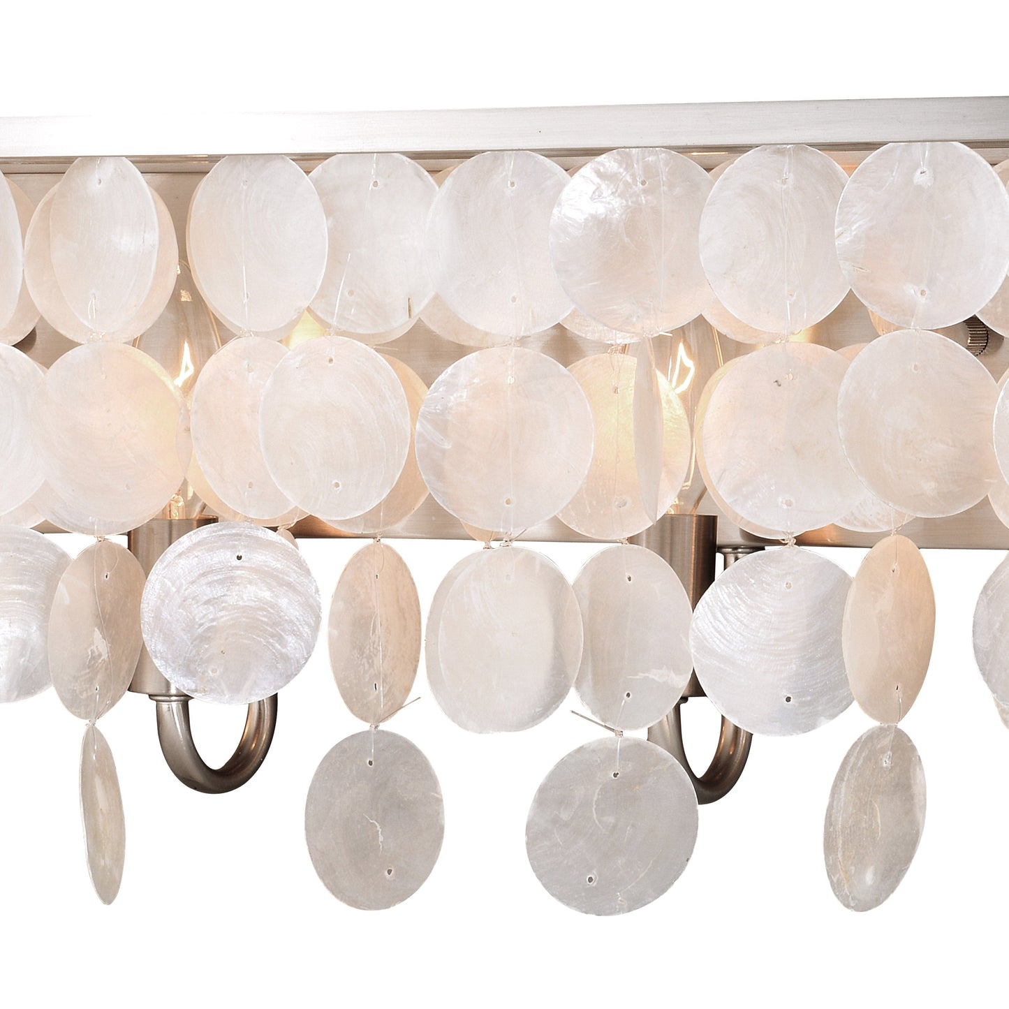 Vaxcel Elsa 28" 4-Light Satin Nickel Coastal Bathroom Vanity Fixture With Capiz Shell Shade