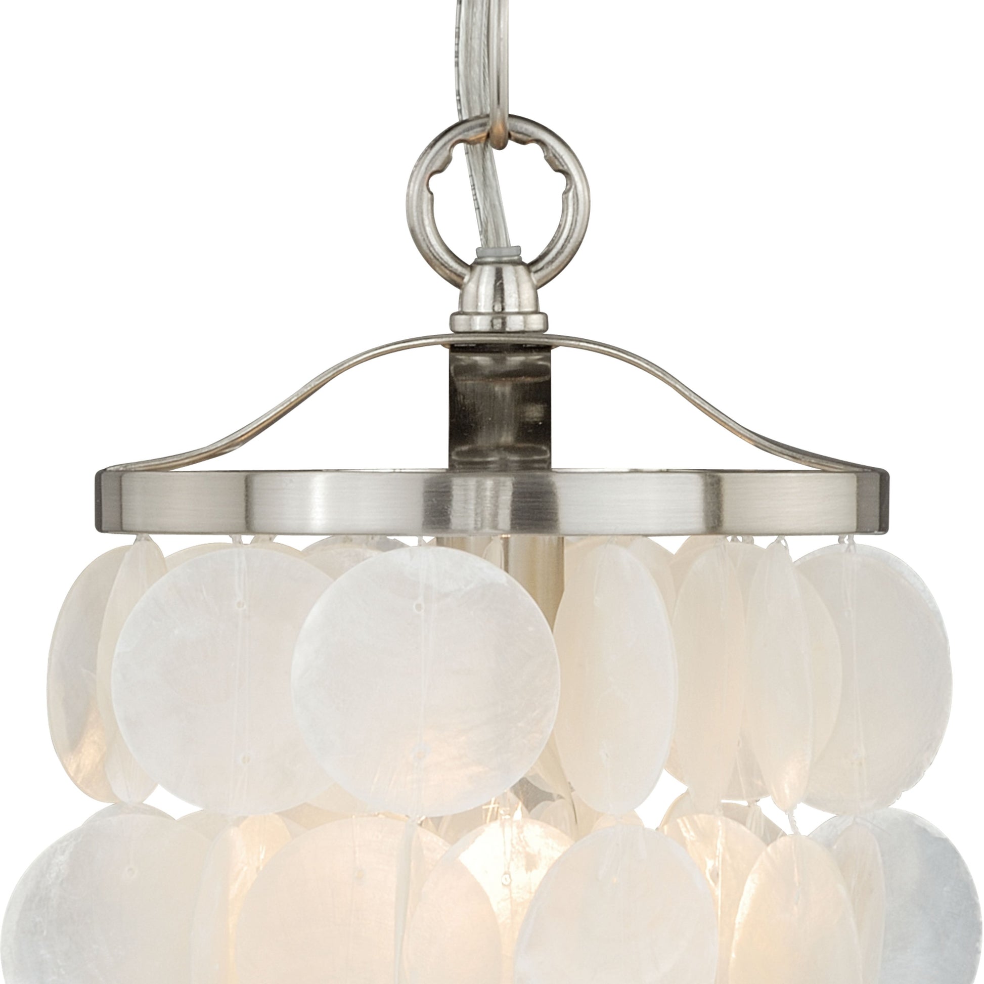 Vaxcel Elsa 6" 1-Light Satin Nickel Coastal Capiz Shell Mini Pendant Ceiling Light