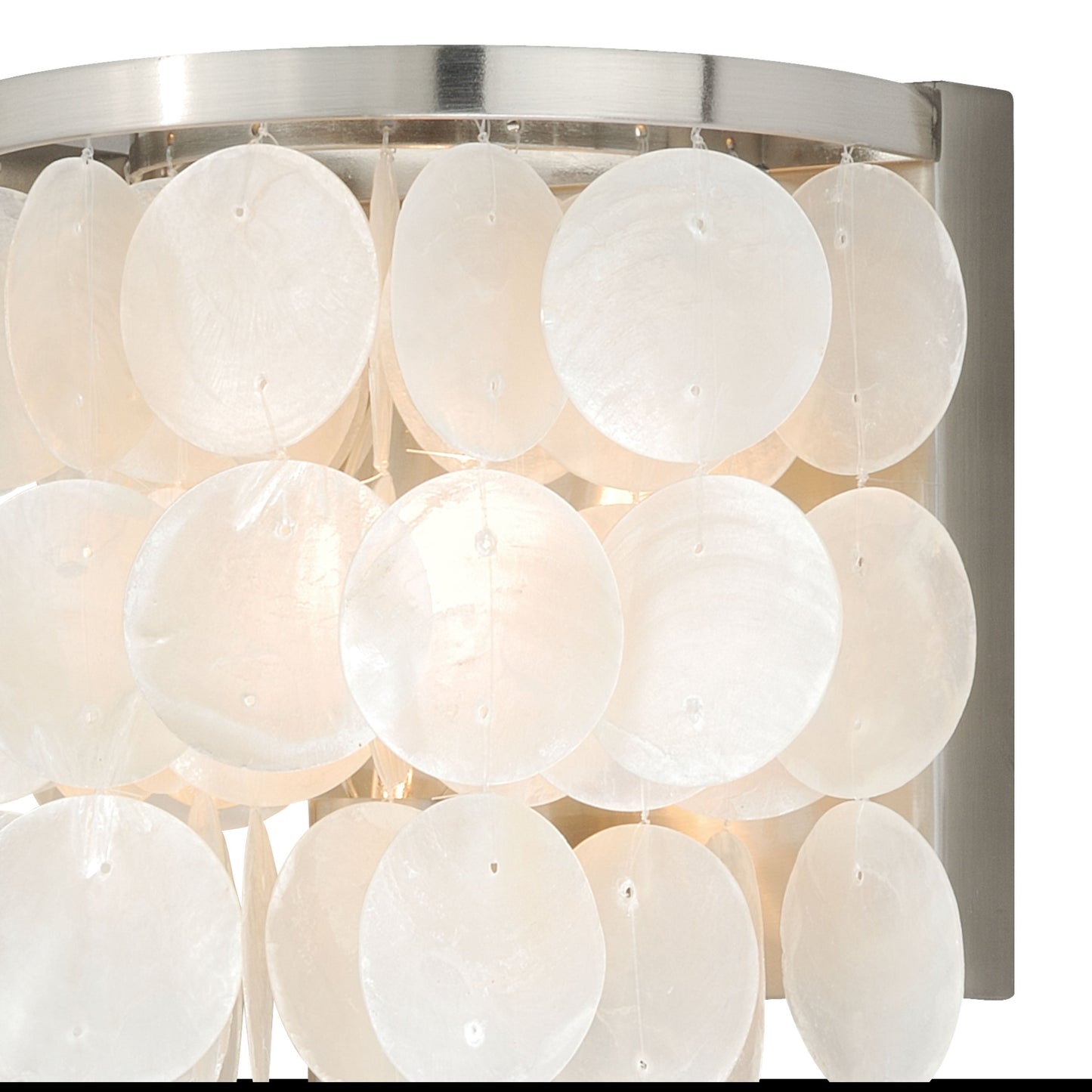 Vaxcel Elsa 7" 1-Light Satin Nickel Coastal Bathroom Wall Sconce Fixture With Capiz Shell Shade