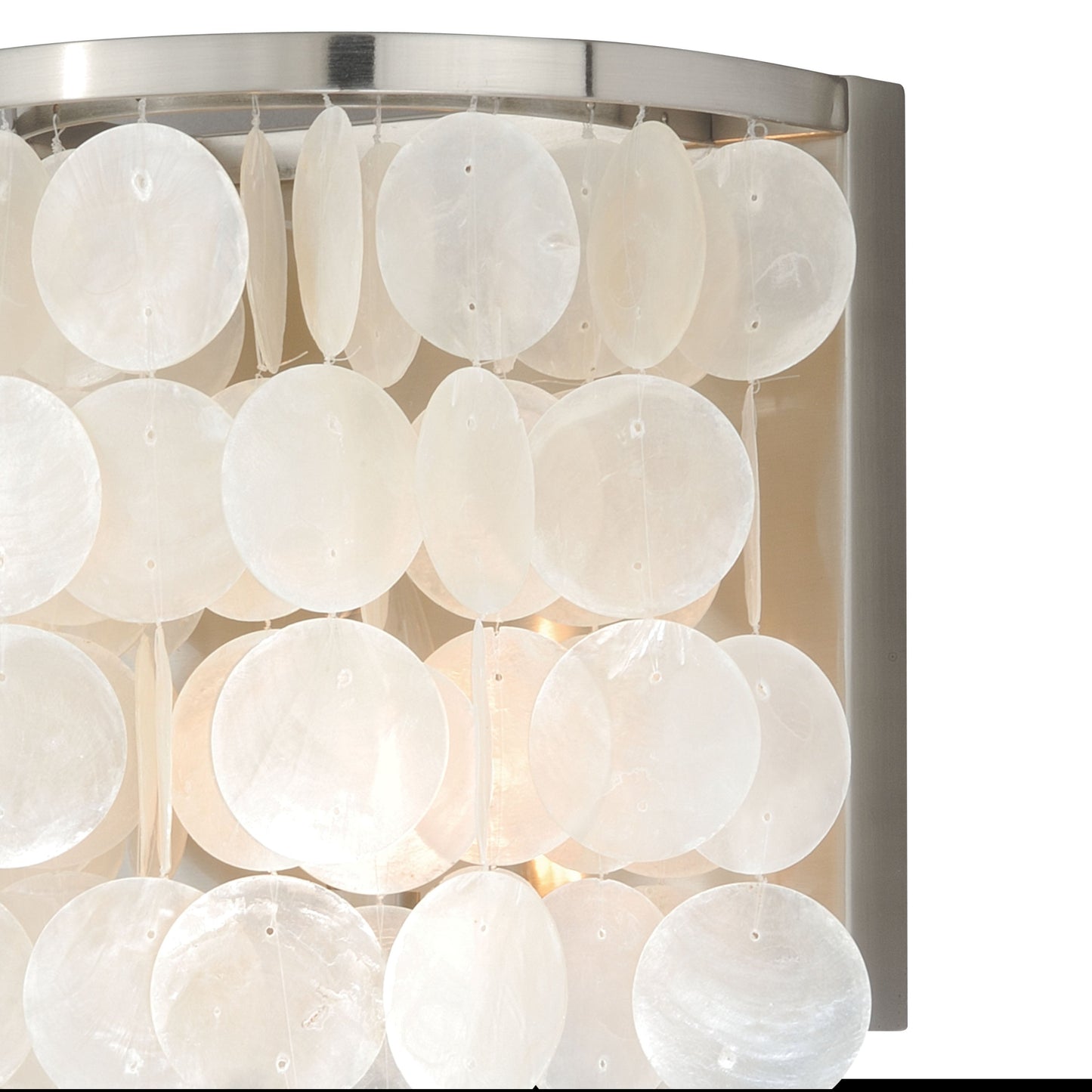 Vaxcel Elsa 8" 1-Light Satin Nickel Coastal Bathroom Wall Sconce Fixture With Capiz Shell Shade