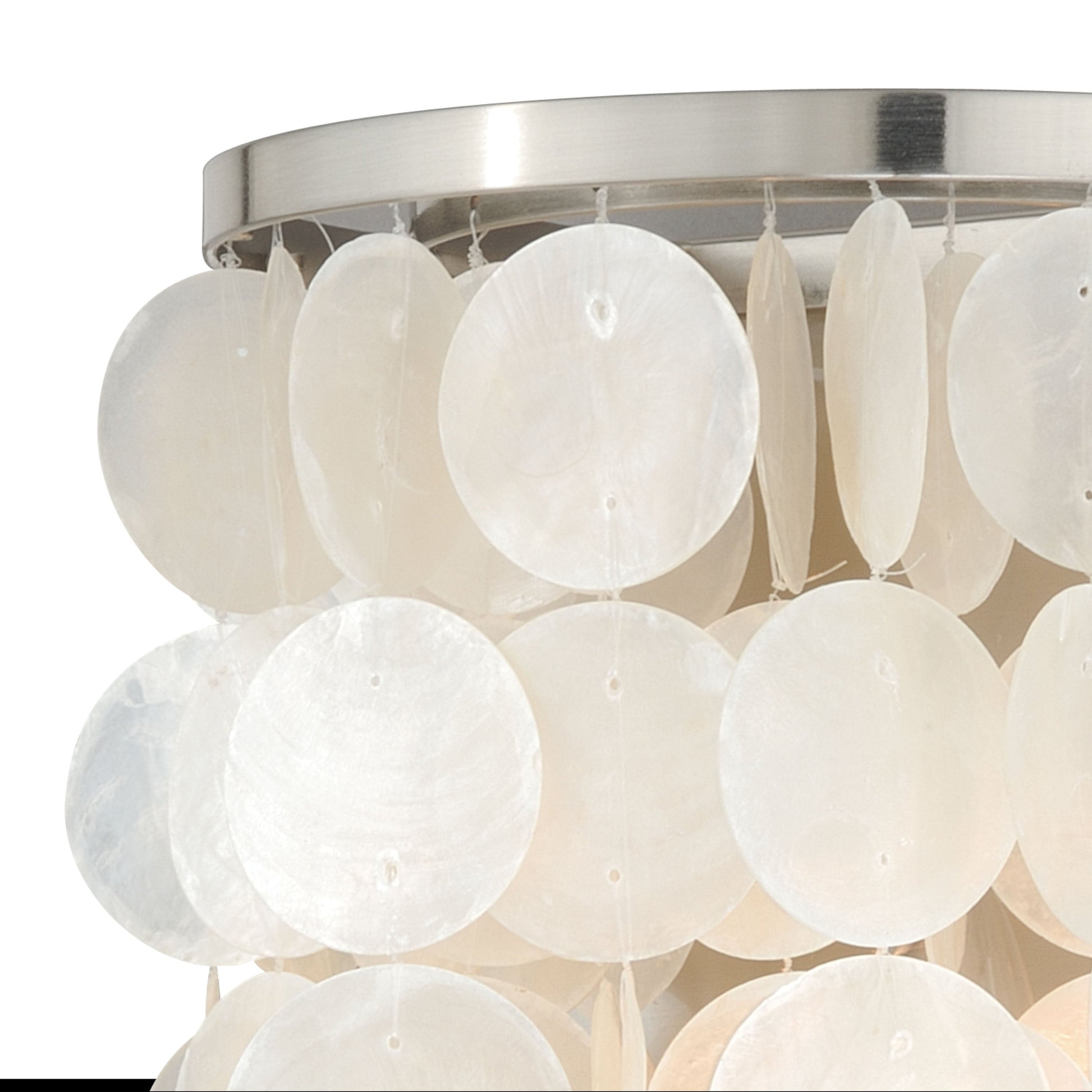 Vaxcel Elsa 8" 1-Light Satin Nickel Coastal Bathroom Wall Sconce Fixture With Capiz Shell Shade