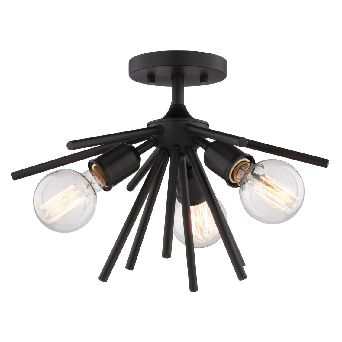 Vaxcel Estelle 17" 3-Light Matte Black Semi Flush Ceiling Light