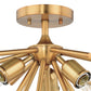 Vaxcel Estelle 17" 3-Light W Brass Mid-Century Modern Sputnik Semi Flush Mount Ceiling Light