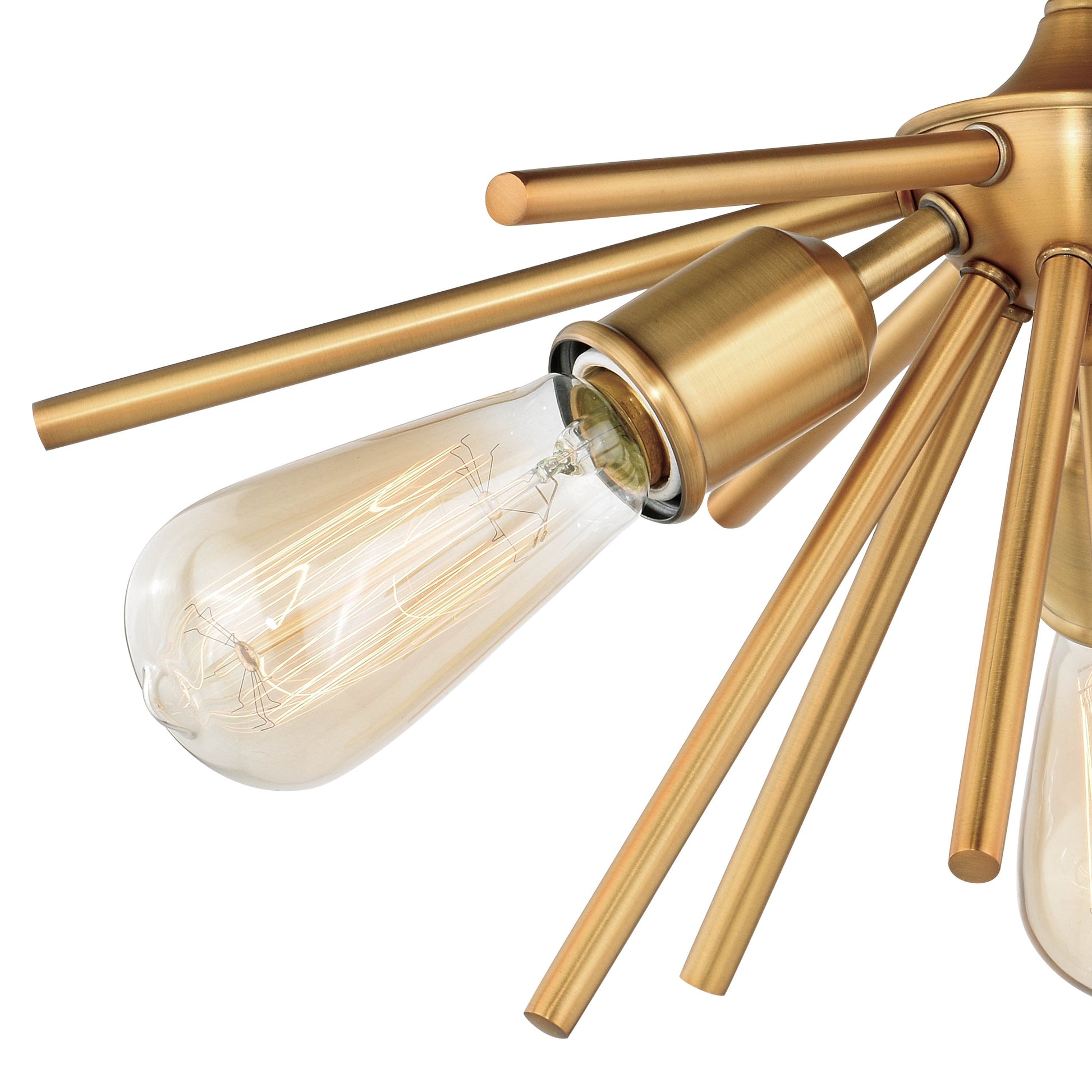 Vaxcel Estelle 17" 3-Light W Brass Mid-Century Modern Sputnik Semi Flush Mount Ceiling Light