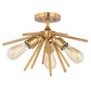 Vaxcel Estelle 17" 3-Light W Brass Mid-Century Modern Sputnik Semi Flush Mount Ceiling Light