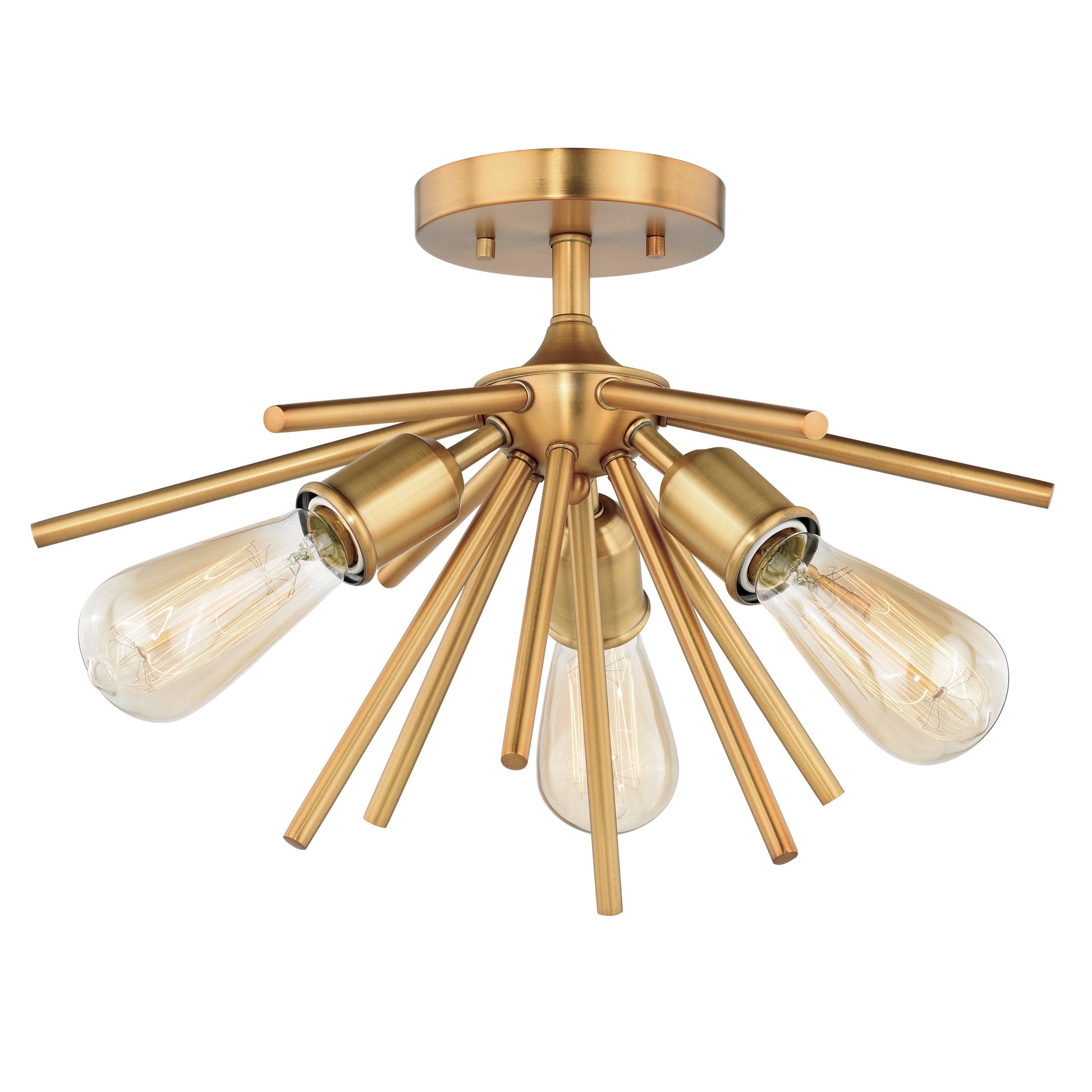 Vaxcel Estelle 17" 3-Light W Brass Mid-Century Modern Sputnik Semi Flush Mount Ceiling Light