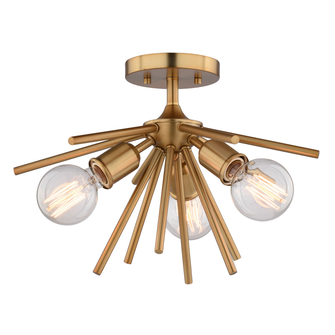 Vaxcel Estelle 17" Natural Brass Semi Flush Ceiling Light
