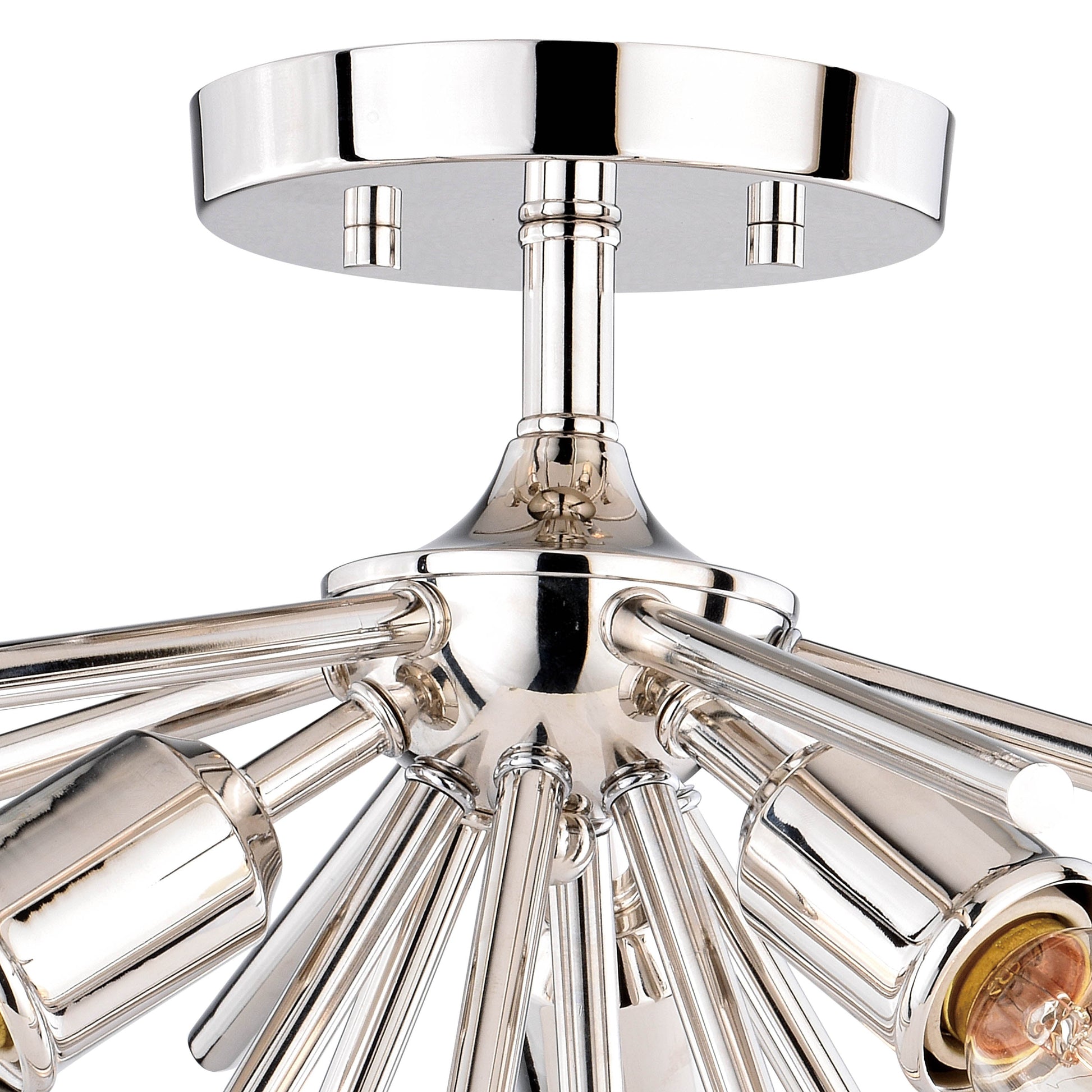 Vaxcel Estelle 17-in W Nickel Mid-Century Modern Sputnik Semi Flush Mount Ceiling Light