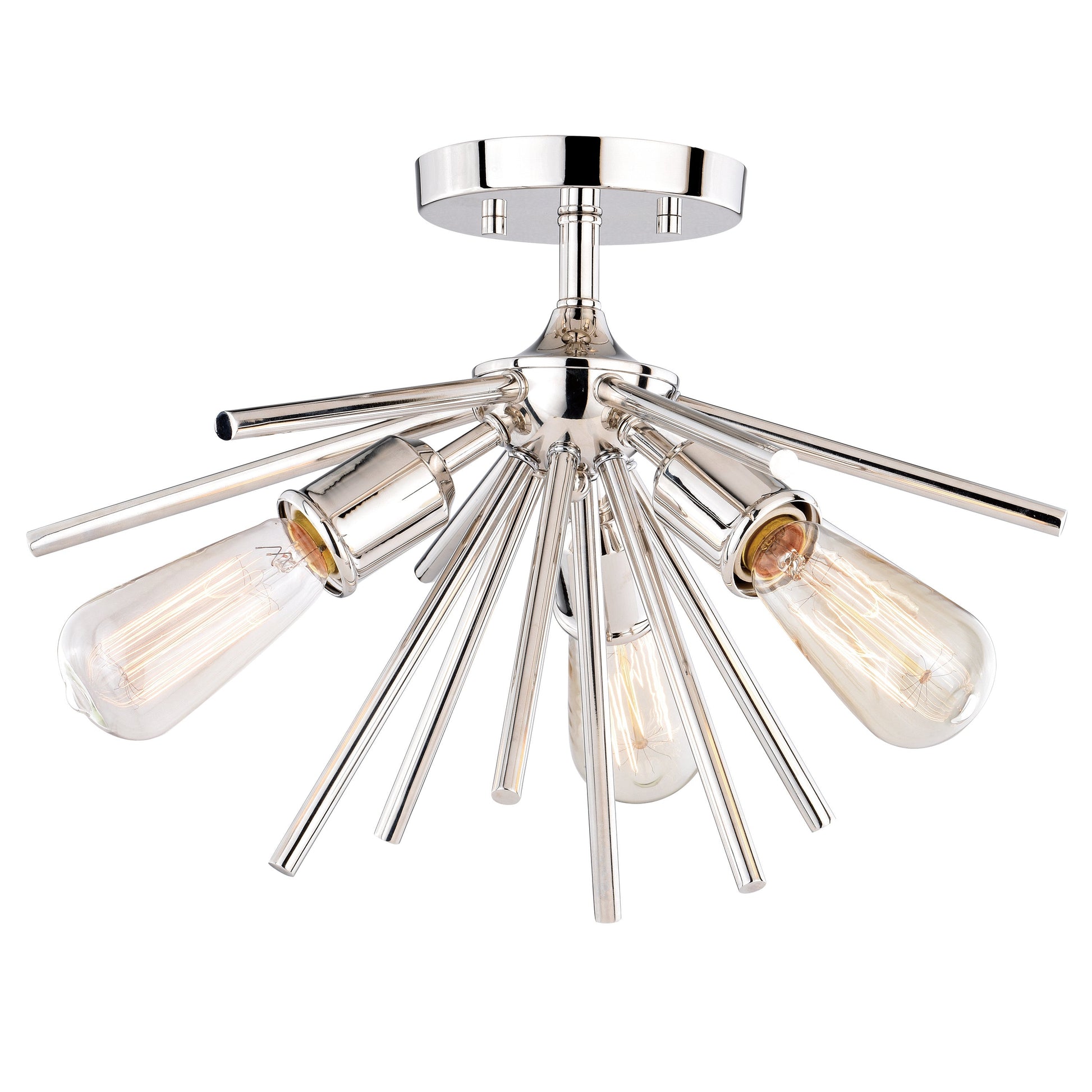 Vaxcel Estelle 17-in W Nickel Mid-Century Modern Sputnik Semi Flush Mount Ceiling Light
