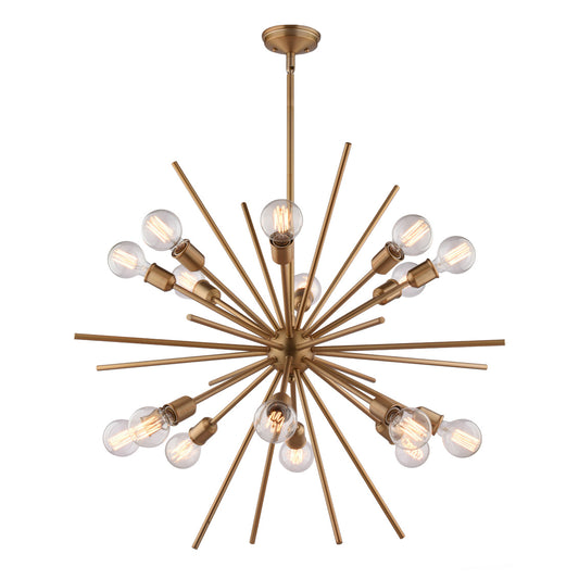 Vaxcel Estelle 36" 16-Light Natural Brass Light Pendant