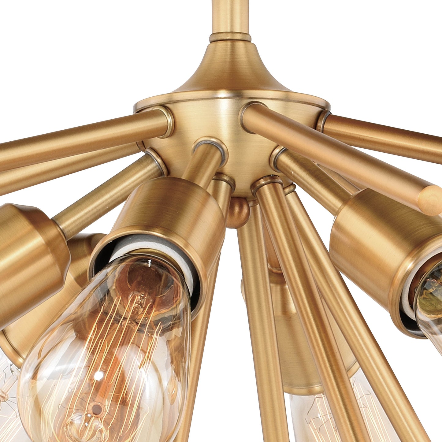 Vaxcel Estelle 6-Light 24" W Brass Mid-Century Modern Sputnik Semi Flush Mount Ceiling Light