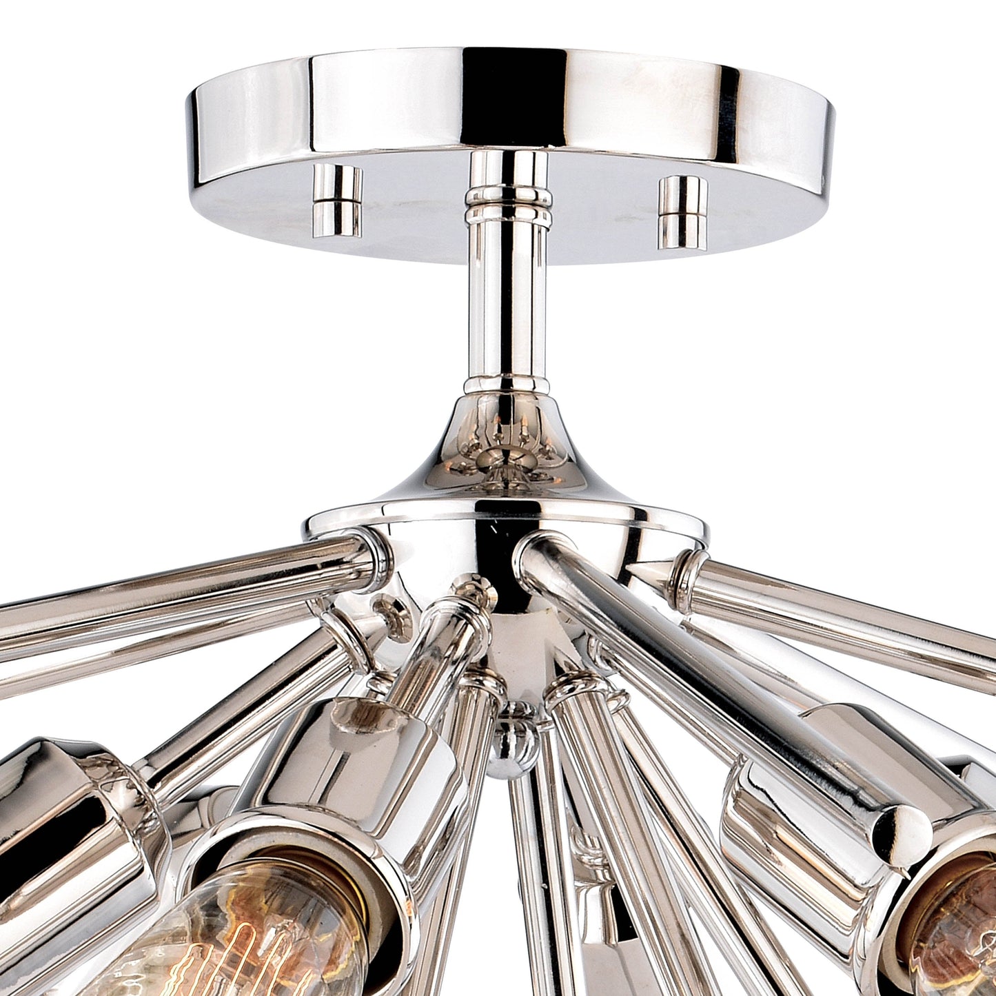 Vaxcel Estelle 6-Light 24" W Nickel Mid-Century Modern Sputnik Semi Flush Mount Ceiling Light