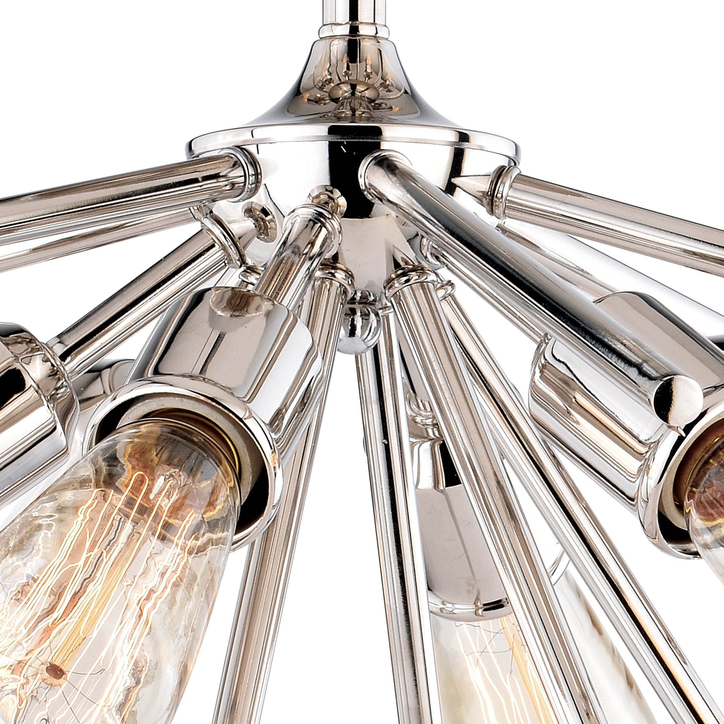 Vaxcel Estelle 6-Light 24" W Nickel Mid-Century Modern Sputnik Semi Flush Mount Ceiling Light