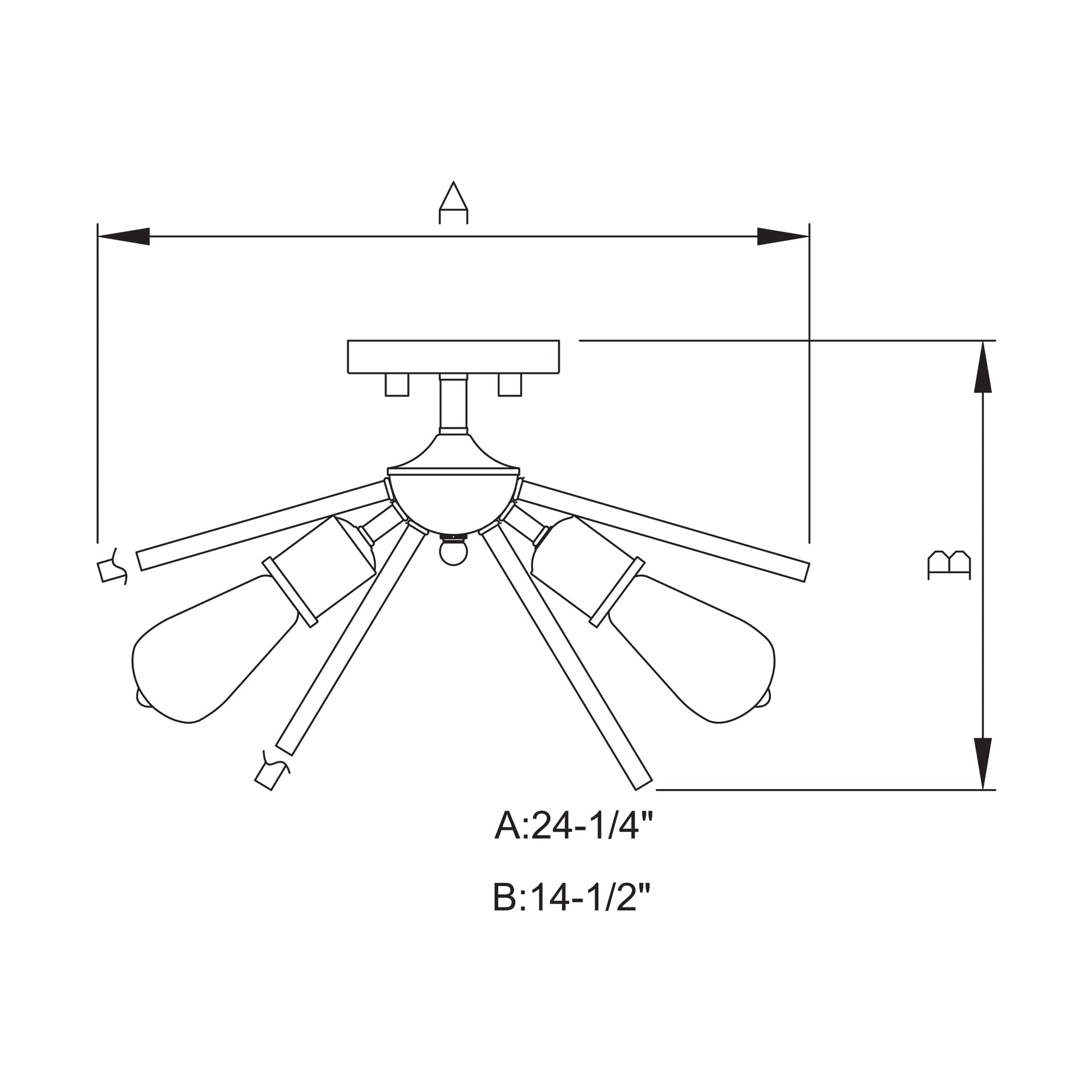 Vaxcel Estelle 6-Light 24" W Nickel Mid-Century Modern Sputnik Semi Flush Mount Ceiling Light