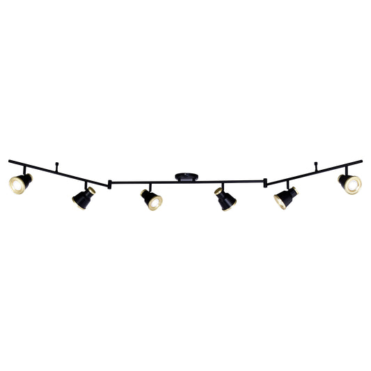 Vaxcel Fairhaven 82" 6-Light LED Black Urban Loft Swing Arm Ceiling Spotlight With Metal Shades