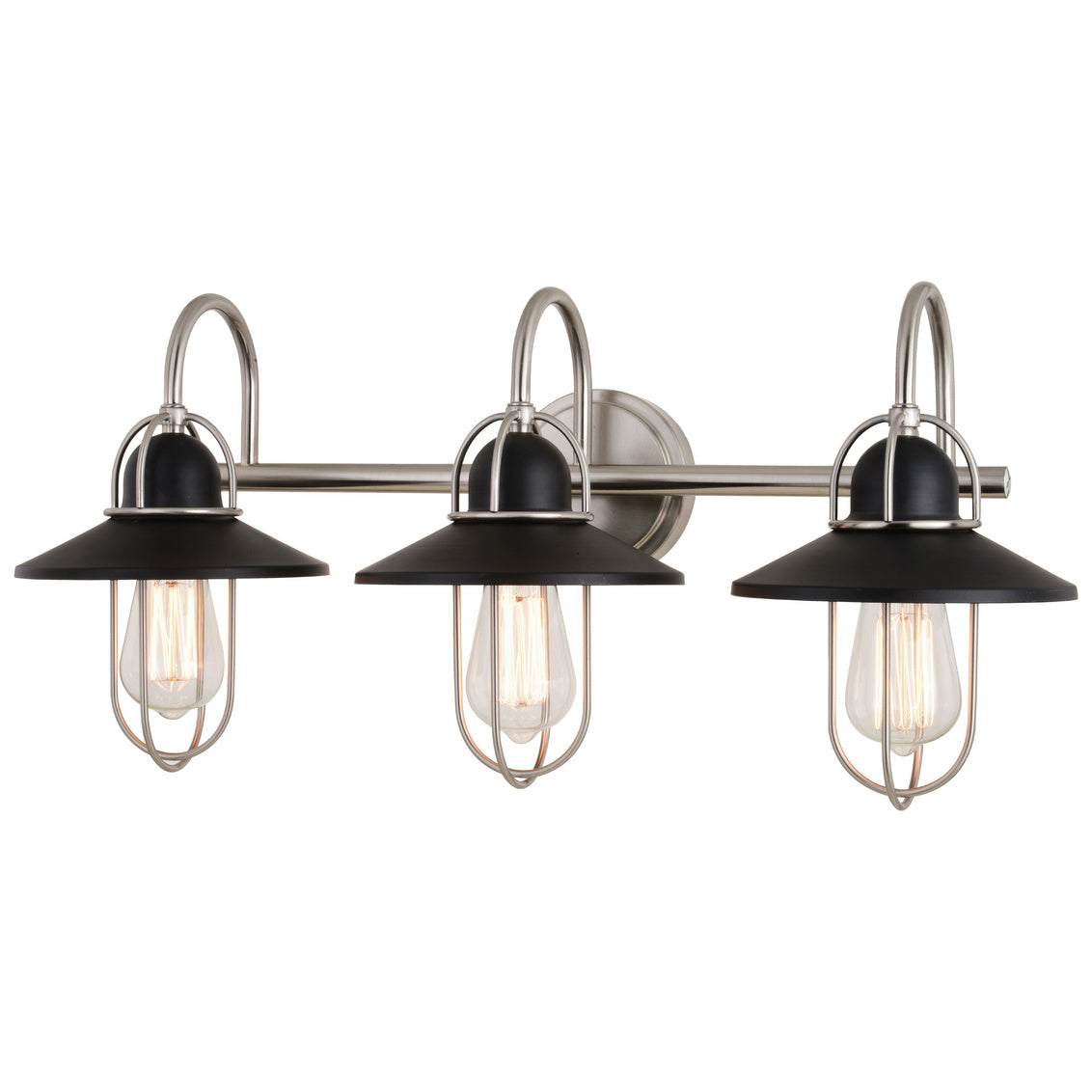 Vaxcel Galena 25.25" 3-Light Matte Black and Satin Nickel Light Vanity