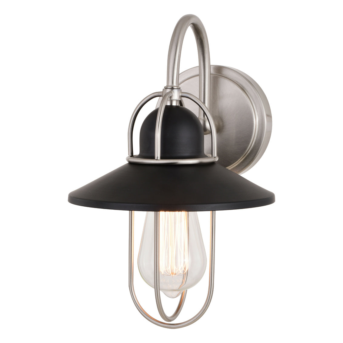 Vaxcel Galena 7.5" 1-Light Matte Black and Satin Nickel Light Vanity