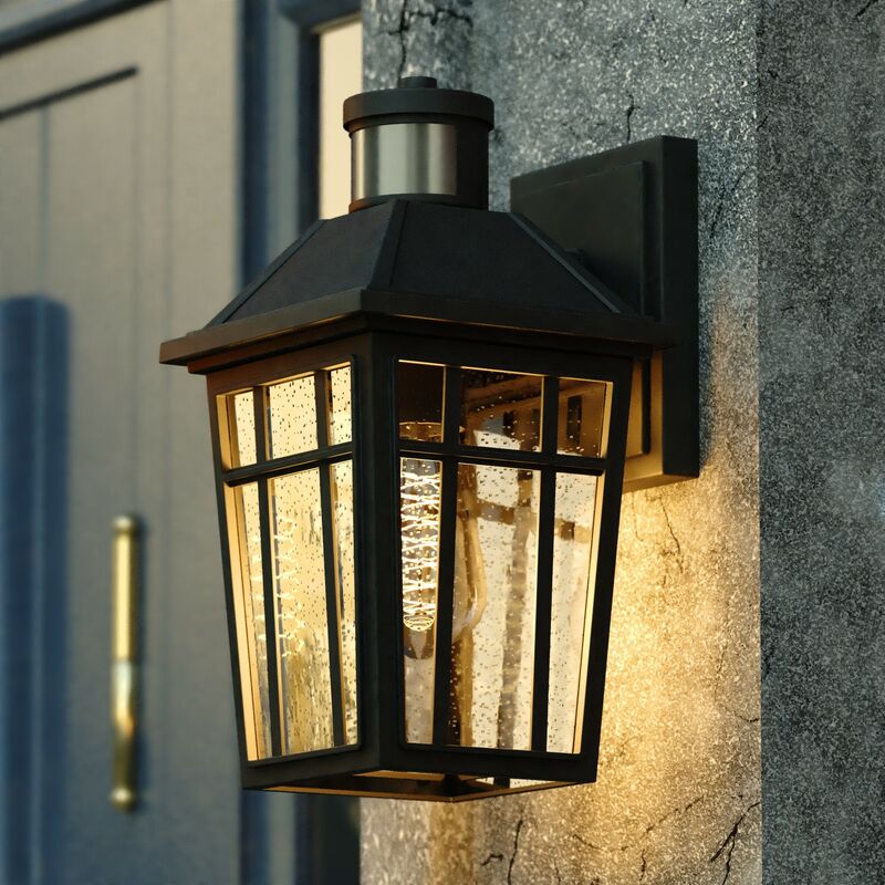 Vaxcel Garfield Park 12.25-in. H Outdoor Motion Sensor Wall Light Textured Black