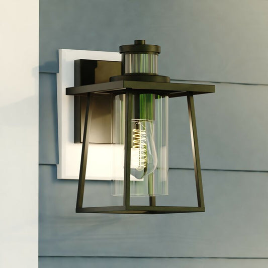 Vaxcel Geneva Dualux 7-in. Outdoor Motion Sensor Wall Light Textured Black