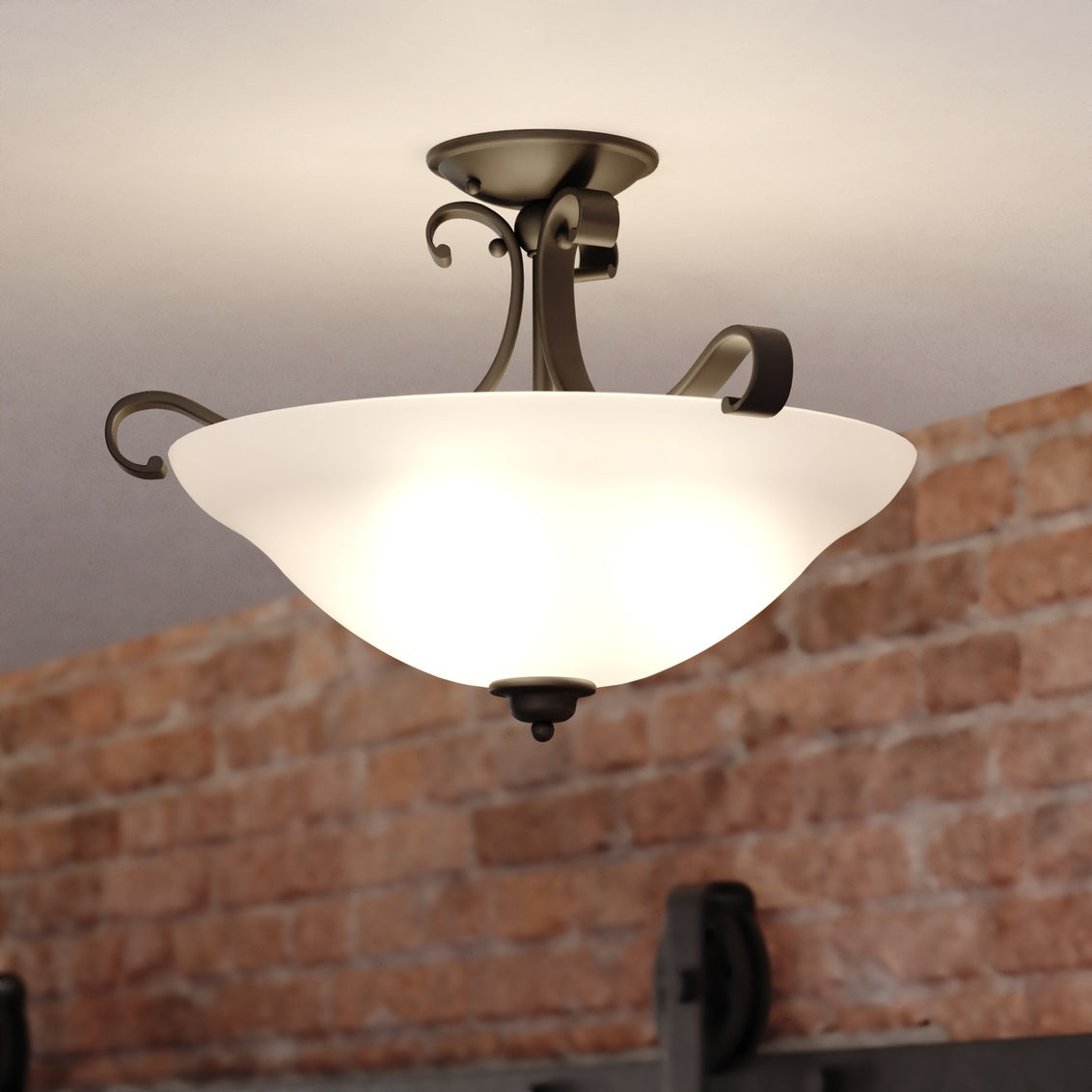 Vaxcel Graham 13-in. W 3 Light Semi-Flush Mount Harvest Gold