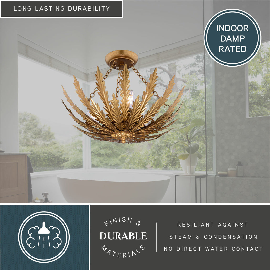 Vaxcel Graham 13-in. W 3 Light Semi-Flush Mount Harvest Gold