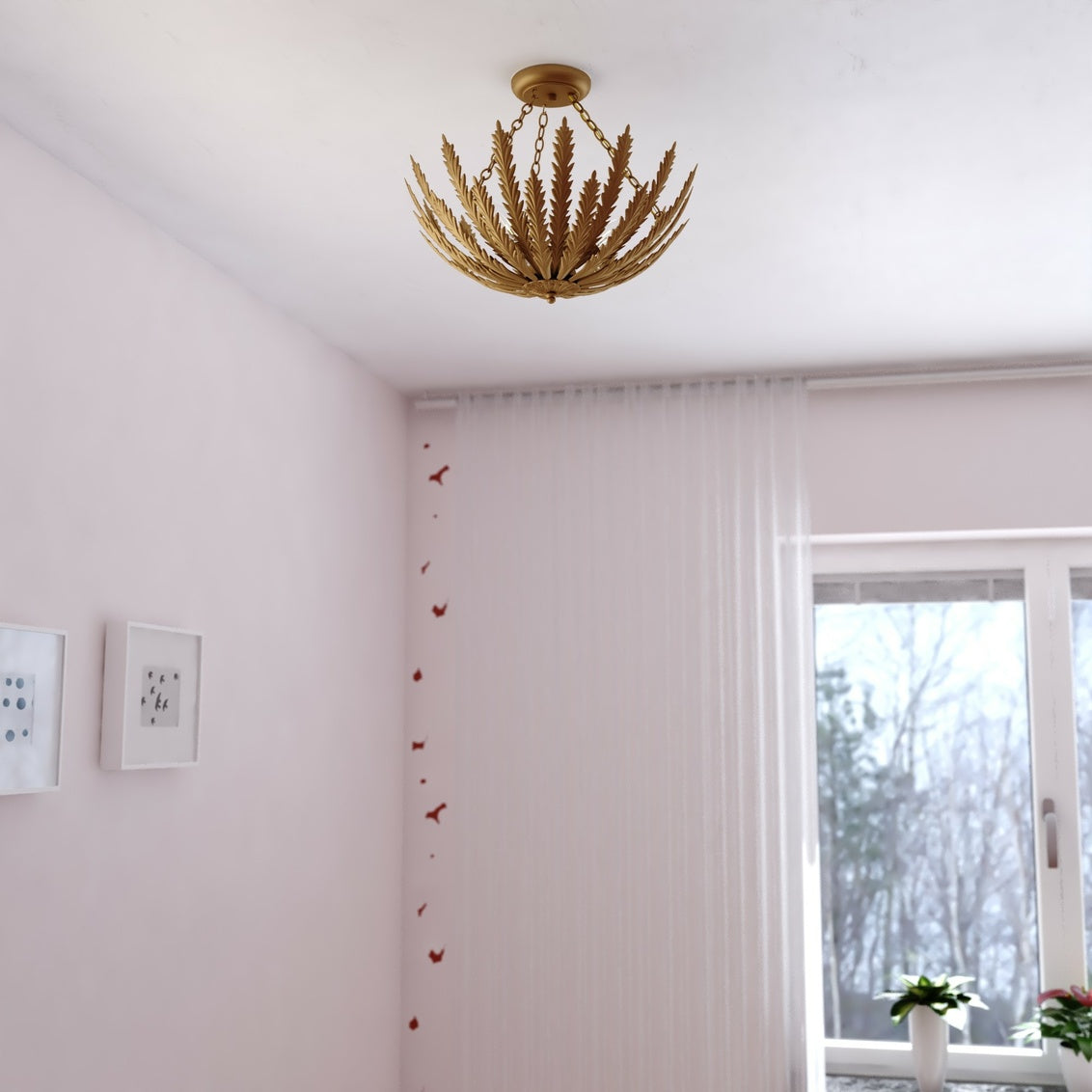 Vaxcel Graham 13-in. W 3 Light Semi-Flush Mount Harvest Gold
