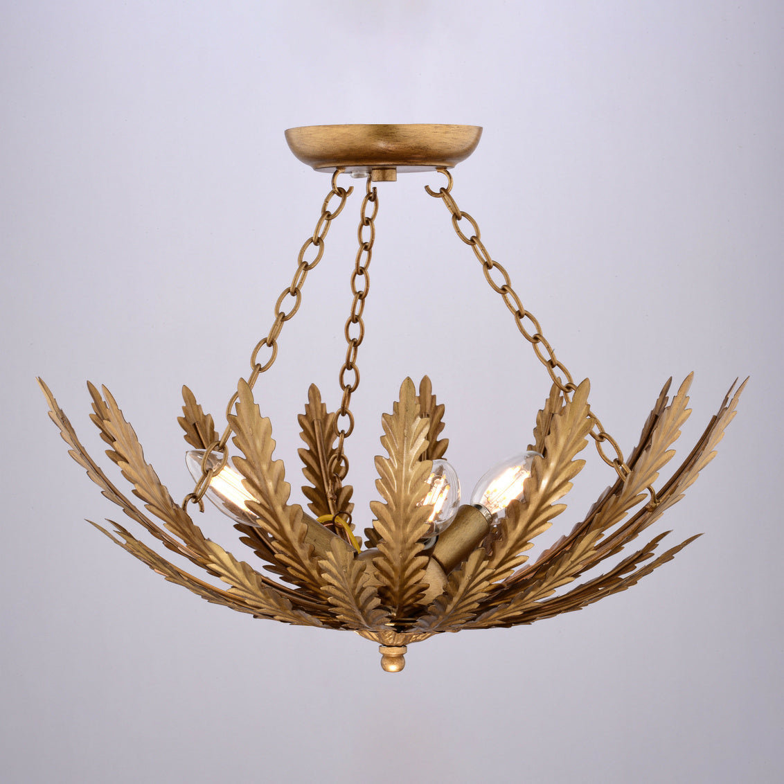 Vaxcel Graham 13-in. W 3 Light Semi-Flush Mount Harvest Gold