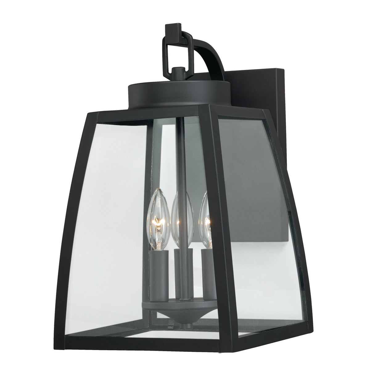 Vaxcel Granville 10" 3-Light Oil Burnished Bronze Geometric Outdoor Wall Lantern With Clear Glass Shade