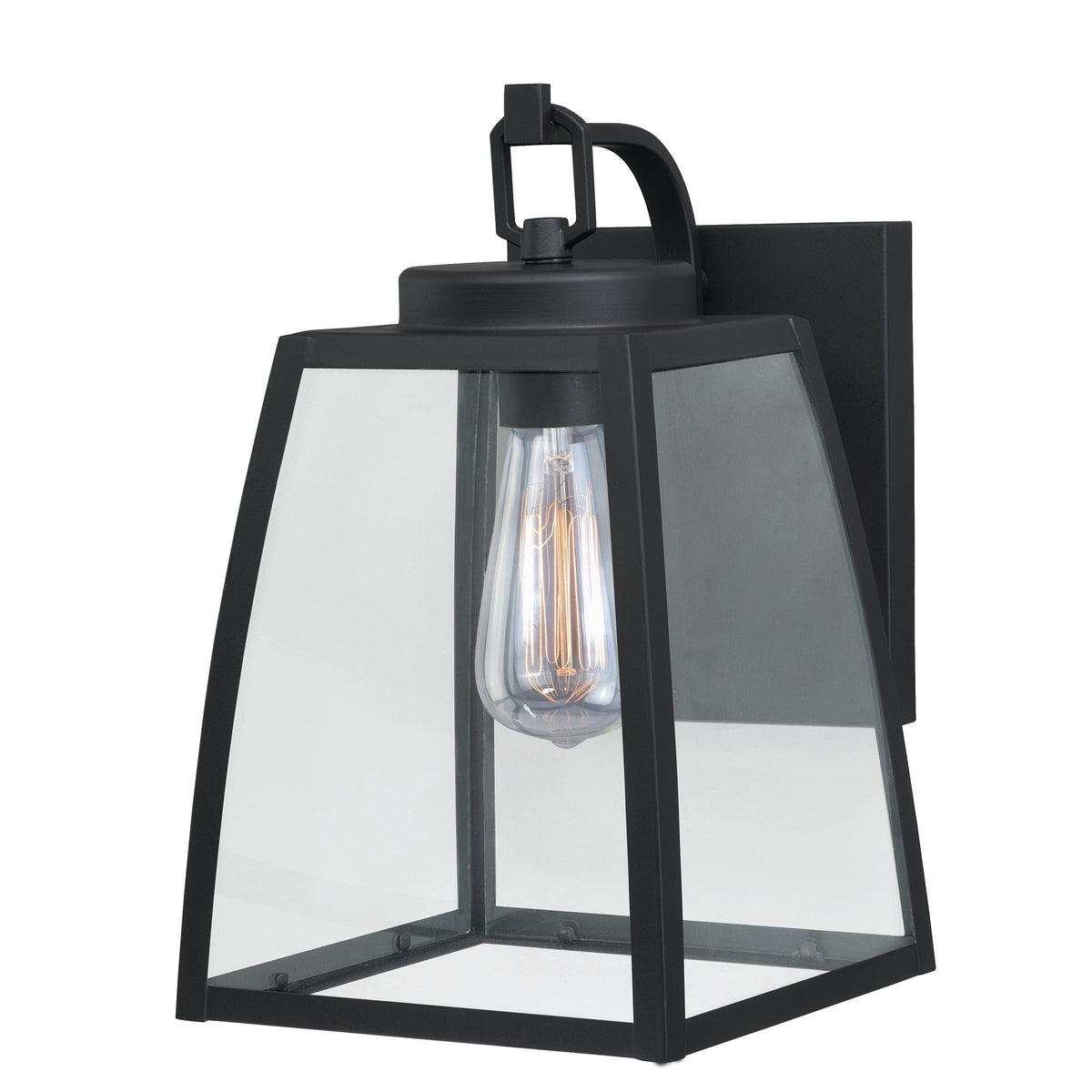 Vaxcel Granville 8" 1-Light Oil Burnished Bronze Geometric Outdoor Wall Lantern With Clear Glass Shade