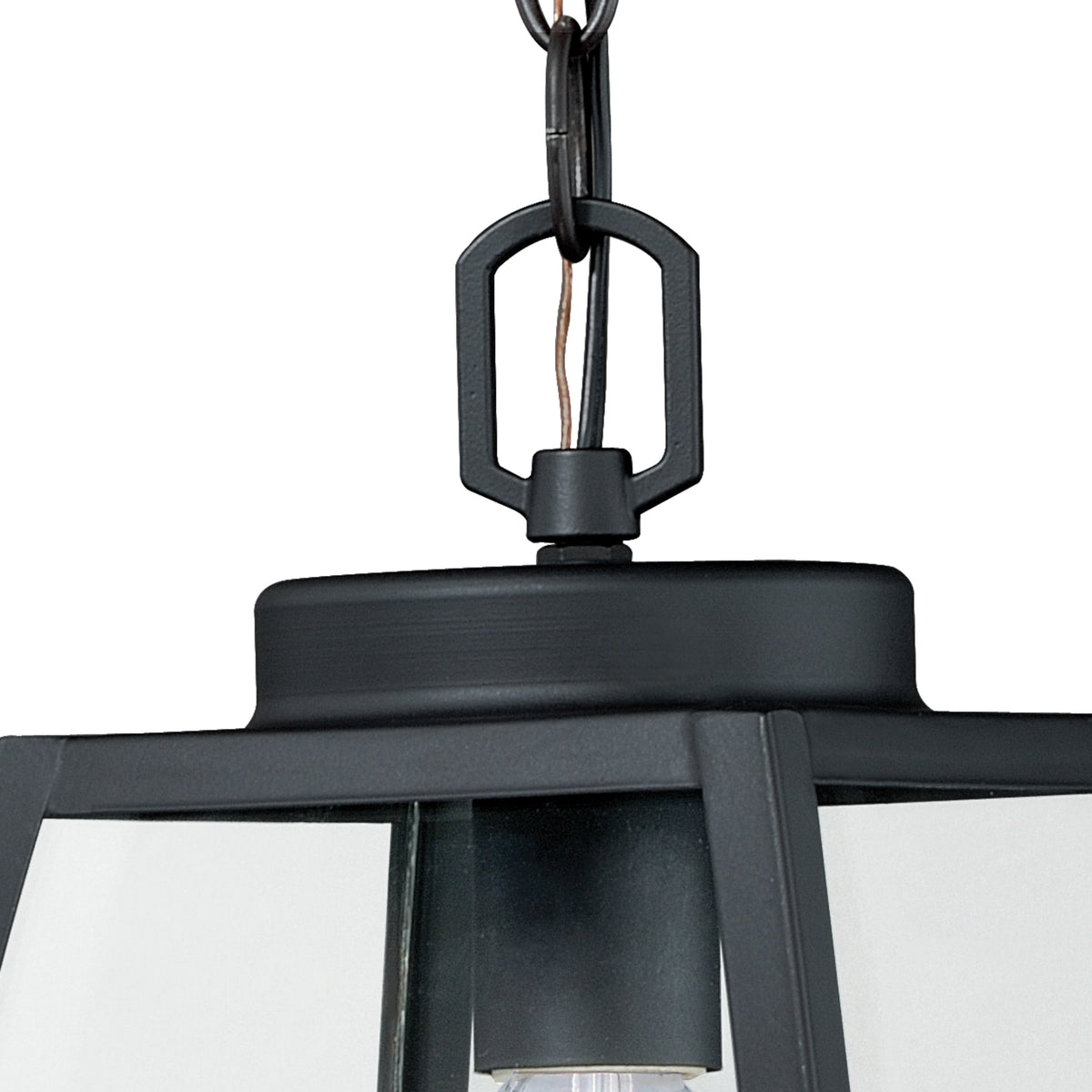 Vaxcel Granville 8" 1-Light Oil Burnished Bronze Outdoor Lantern Pendant With Clear Glass Shade