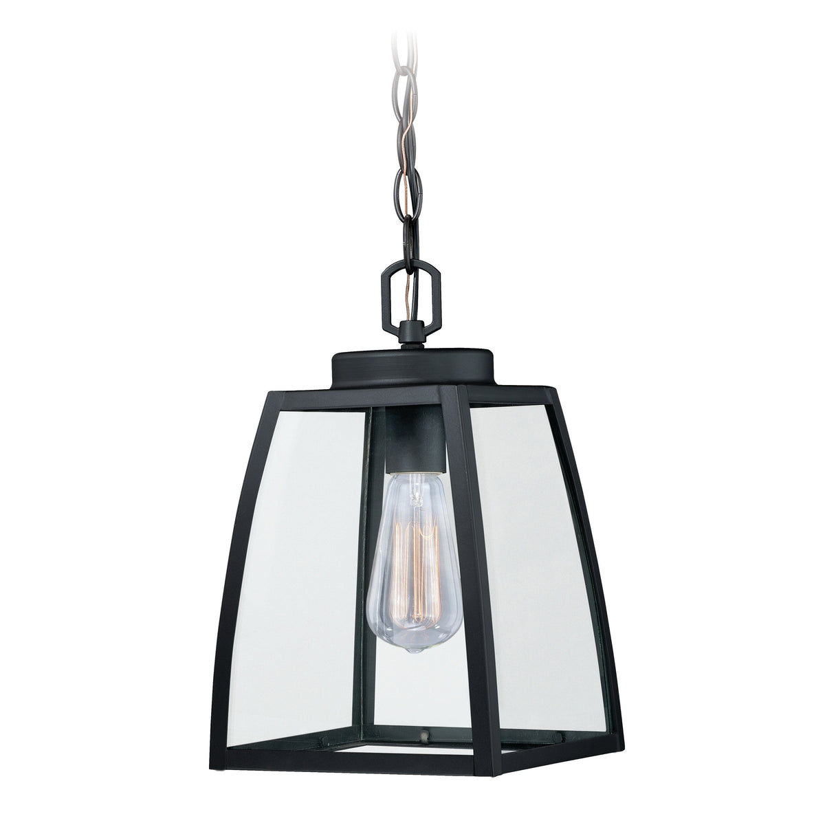 Vaxcel Granville 8" 1-Light Oil Burnished Bronze Outdoor Lantern Pendant With Clear Glass Shade