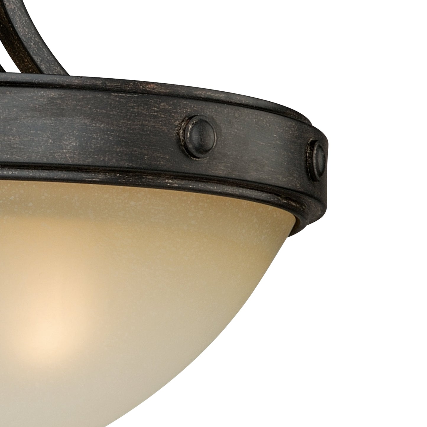 Vaxcel Halifax 14.5" 2-Light Bronze Rustic Semi-Flush Mount Ceiling Light With Cream Cognac Glass Bowl Shade