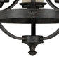 Vaxcel Halifax 18" 3-Light Black Walnut Rustic Wheel Mini Chandelier With Creme Cognac Glass Shades