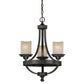 Vaxcel Halifax 18" 3-Light Black Walnut Rustic Wheel Mini Chandelier With Creme Cognac Glass Shades