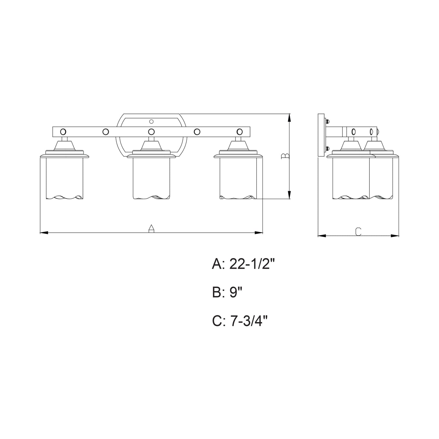 Vaxcel Halifax 23" 3-Light Black Walnut Rustic Bathroom Vanity Fixture With Creme Cognac Glass Shades